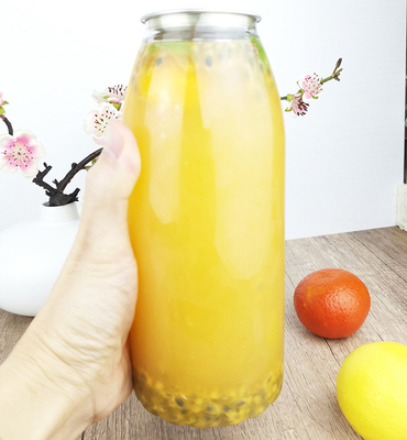 بطری های ذخیره آبمیوه پلاستیکی PET 1000 میلی لیتر با پوشش آسان کشش، درجه غذایی برای چای، شیر، سرد